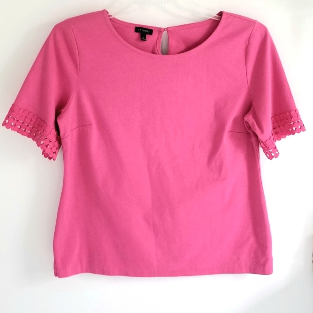 Talbots Pink Eyelet Trim Top